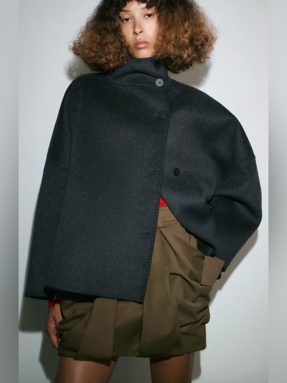 *nwt* Zara Wool Blanket Stitch Grey Coat - Picture 4 of 6